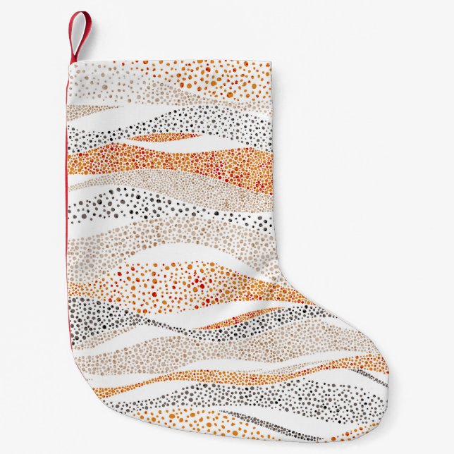 Pointillism Wavy Polka: Cute Doodle Textile Small Christmas Stocking (Front)
