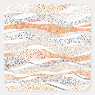 Pointillism Wavy Polka: Cute Doodle Textile Square Sticker