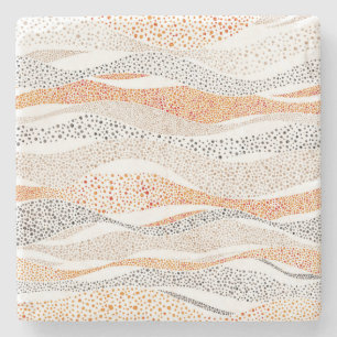 Pointillism Wavy Polka: Cute Doodle Textile Stone Coaster
