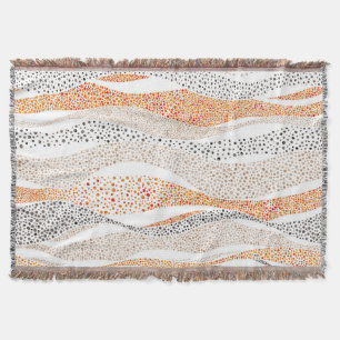 Pointillism Wavy Polka: Cute Doodle Textile Throw Blanket