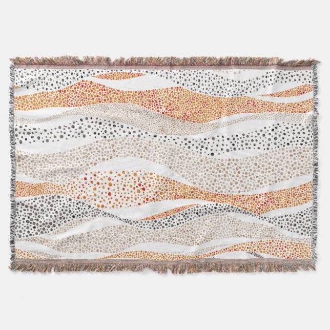 Pointillism Wavy Polka: Cute Doodle Textile Throw Blanket (Front)