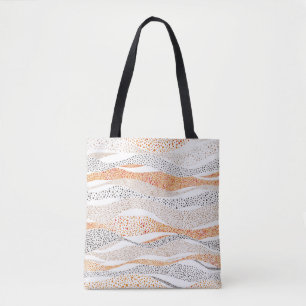 Pointillism Wavy Polka: Cute Doodle Textile Tote Bag
