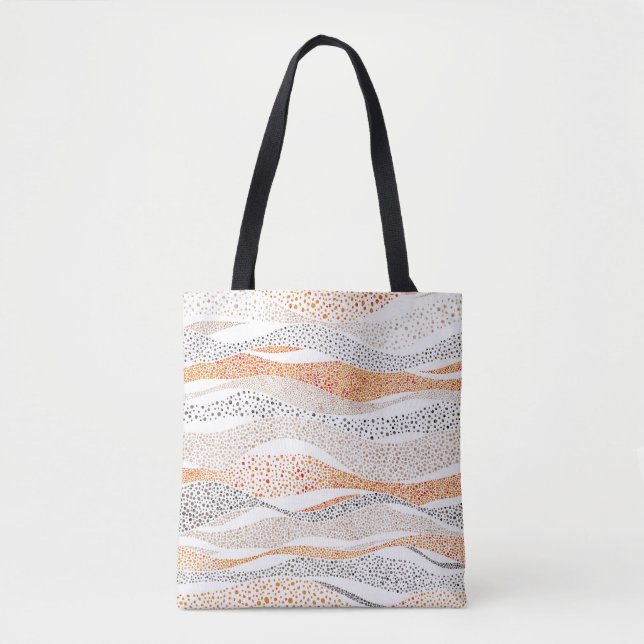 Pointillism Wavy Polka: Cute Doodle Textile Tote Bag (Front)