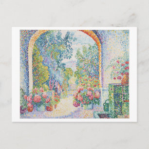 Pointillist Garden in Saint-Tropez Painting Postcard