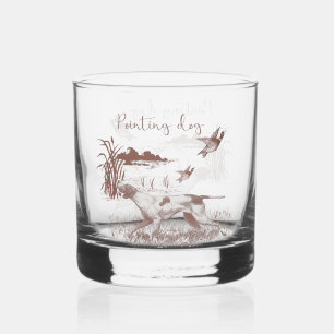 Pointing dog whiskey glass