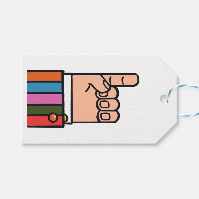 Pointing Hand Funky Manicule  Gift Tags (Front (Horizontal))