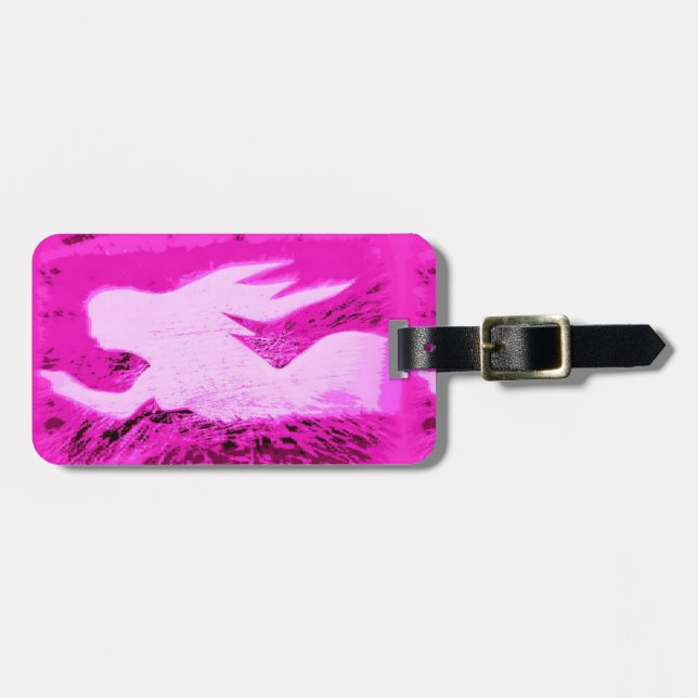 pointing pink mermaid luggage tag (Front Horizontal)