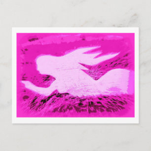 pointing pink mermaid postcard