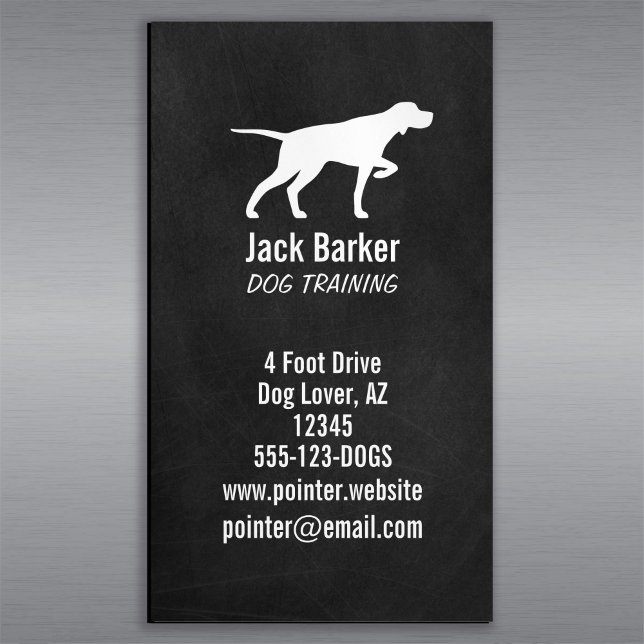 Pointing Pointer Dog Silhouette Chalkboard Style B Magnetic Business Card (Creator Uploaded)