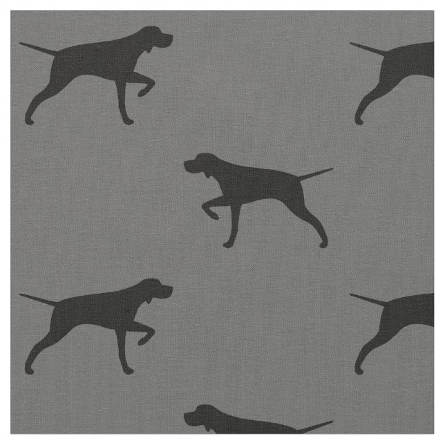 Pointing Pointer Dog Silhouettes Patterned Fabric (Close Up)