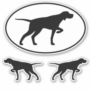 Pointing Pointer Dog Silhouettes Vinyl Sticker Set