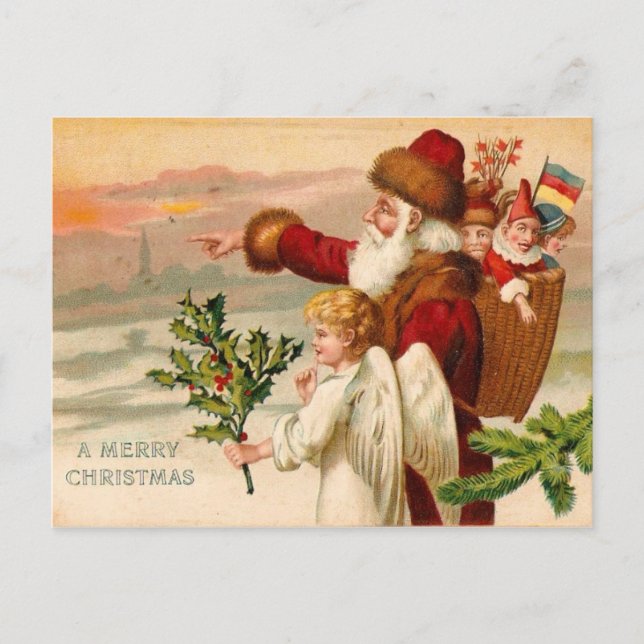 Pointing Santa Holiday Postcard (Front)