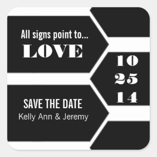 Pointing Towards Love Save the Date Stickers