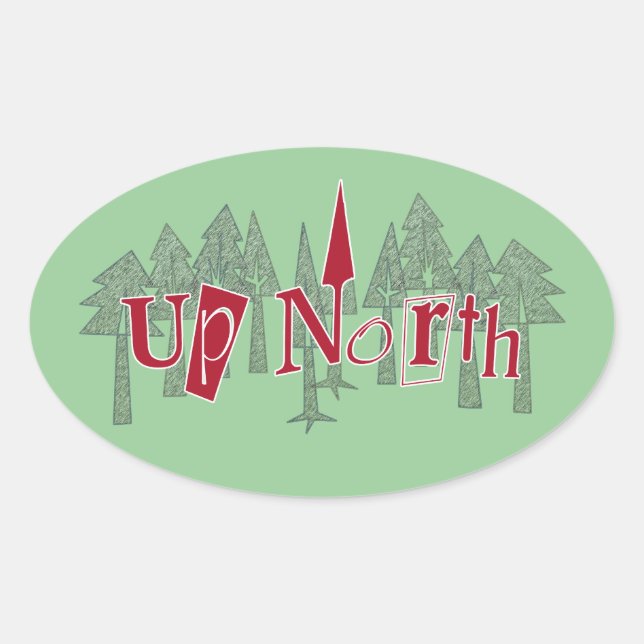 Pointing Up North Pine Trees Sticker (Front)