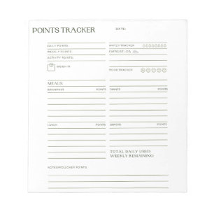 Points Tracker Notepad