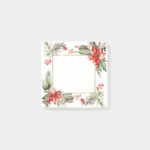 Pointsettia and Evergreen Border Post-it Notes