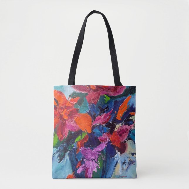 Pointsettia & Snowman Tote Bag (Front)