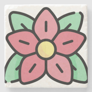 pointsettia stone coaster