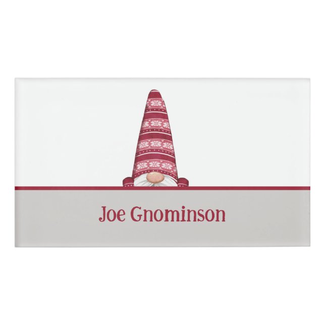 Pointy Hat Gnome Custom Text  Name Tag (Front)