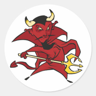 Pointy Red Devil Classic Round Sticker