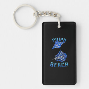 Poipu Beach Hawaii Vacation Tribal Stingray Key Ring