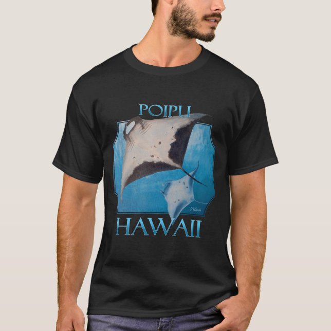Poipu Hawaii Manta Rays Sea Rays Ocean T-Shirt (Front)