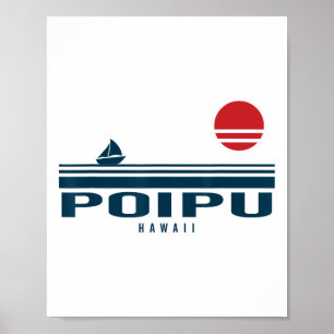 Poipu Hawaii Sunset Sailboat Sunrise Summer Ocean  Poster