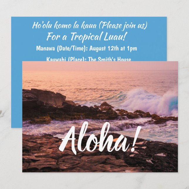 Poipu Sunrise, Kauai, Hawaii Invitation (Front/Back)