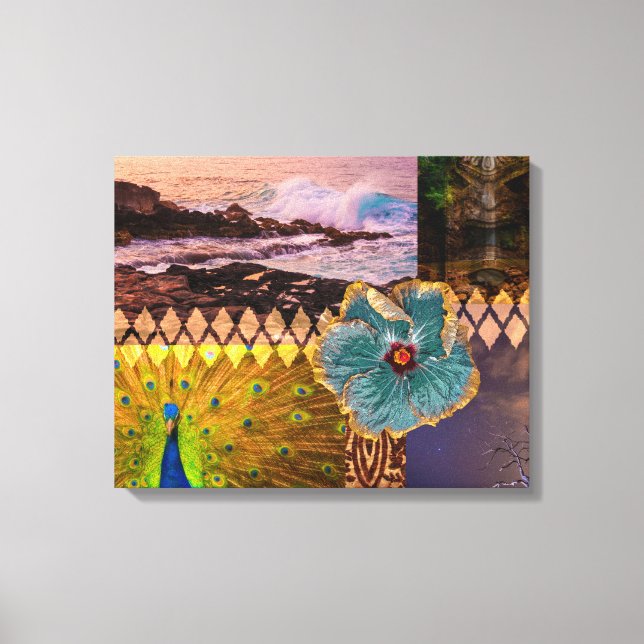 Poipu Sunrise, Kauai Hawaiian Collage Canvas Print (Front)