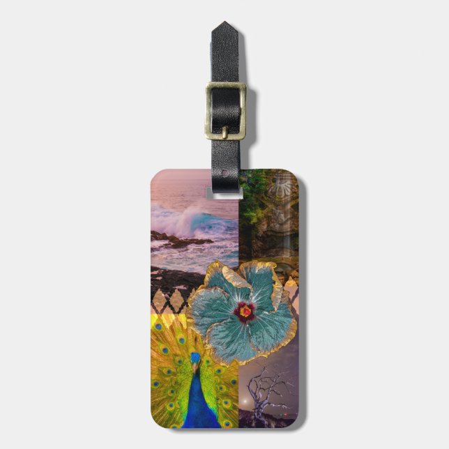 Poipu Sunrise, Kauai Hawaiian Collage Luggage Tag (Front Vertical)
