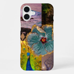 Poipu Sunrise, Kauai Hawaiian Peacock Collage iPhone 16 Plus Case