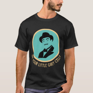 Poirot Use Your Little Grey Cells Mustache Blue T-Shirt