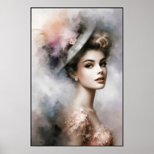 Poised Beauty In 1940s Vintage Style Poster