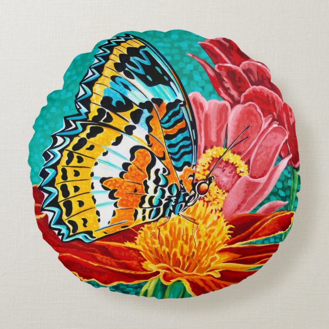 Poised Butterfly I Round Cushion (Front)