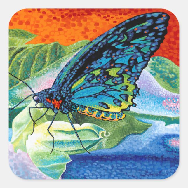 Poised Butterfly II Square Sticker (Front)