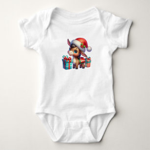 Poised Christmas Donkey Baby Bodysuit