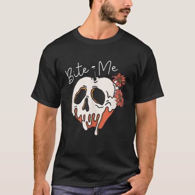 Poison Bite Me Wicked Apple Fall Halloween Tee Tan (Front)