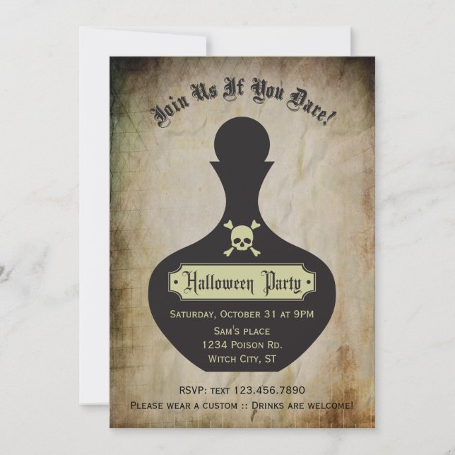 Poison Bottle Halloween Party Invitation (Front)