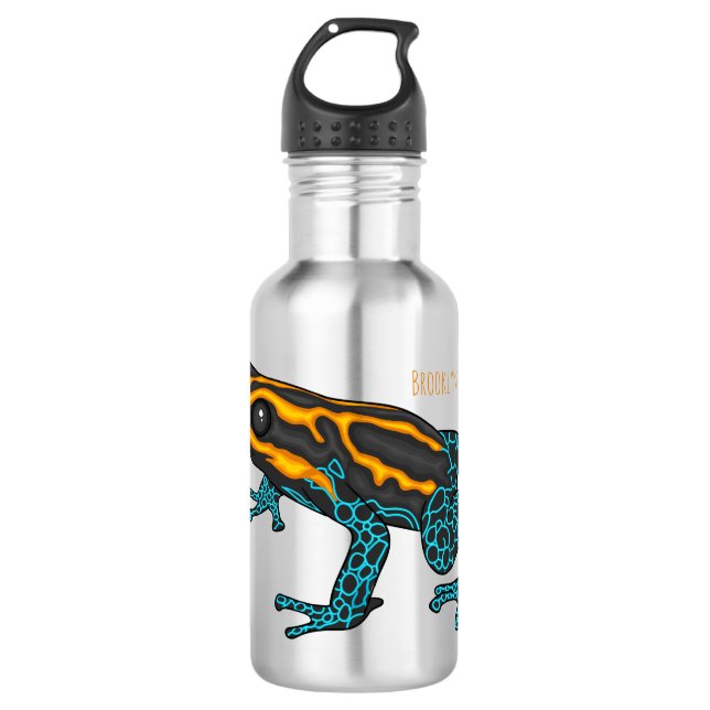 Poison dart frog cartoon illustration  532 ml water bottle (Front)