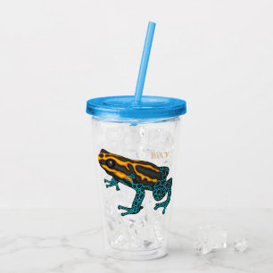 Poison dart frog cartoon illustration  acrylic tumbler