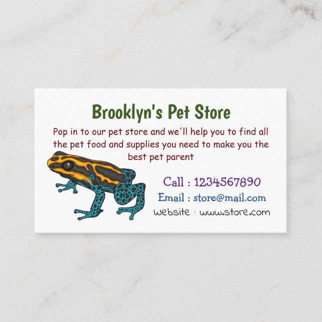 Poison dart frog cartoon illustration  business card (Front)