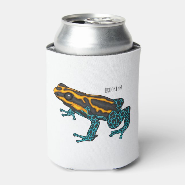 Poison dart frog cartoon illustration can cooler (Can Front)
