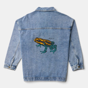 Poison dart frog cartoon illustration  denim jacket