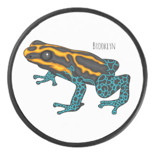 Poison dart frog cartoon illustration hockey puck