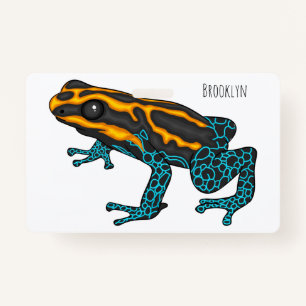 Poison dart frog cartoon illustration  ID badge