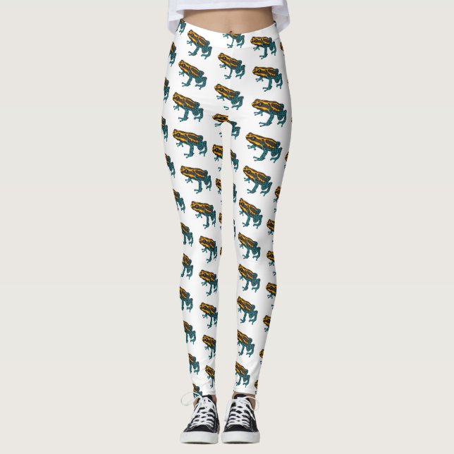 Poison dart frog cartoon illustration  leggings (Front)