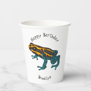 Poison dart frog cartoon illustration  paper cups