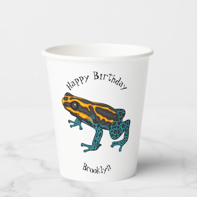 Poison dart frog cartoon illustration  paper cups (Front)