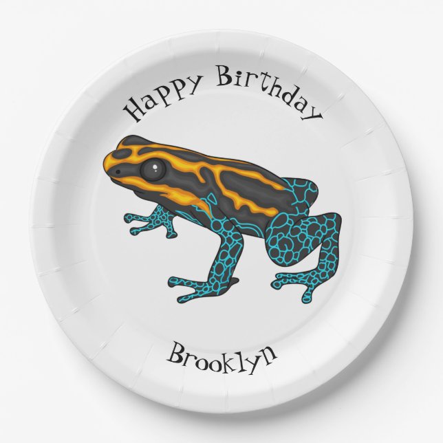 Poison dart frog cartoon illustration  paper plate (Front)