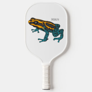 Poison dart frog cartoon illustration  pickleball paddle